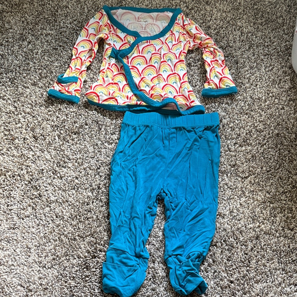 Little Sleepies Rainbow and Teal Kids Matching Set